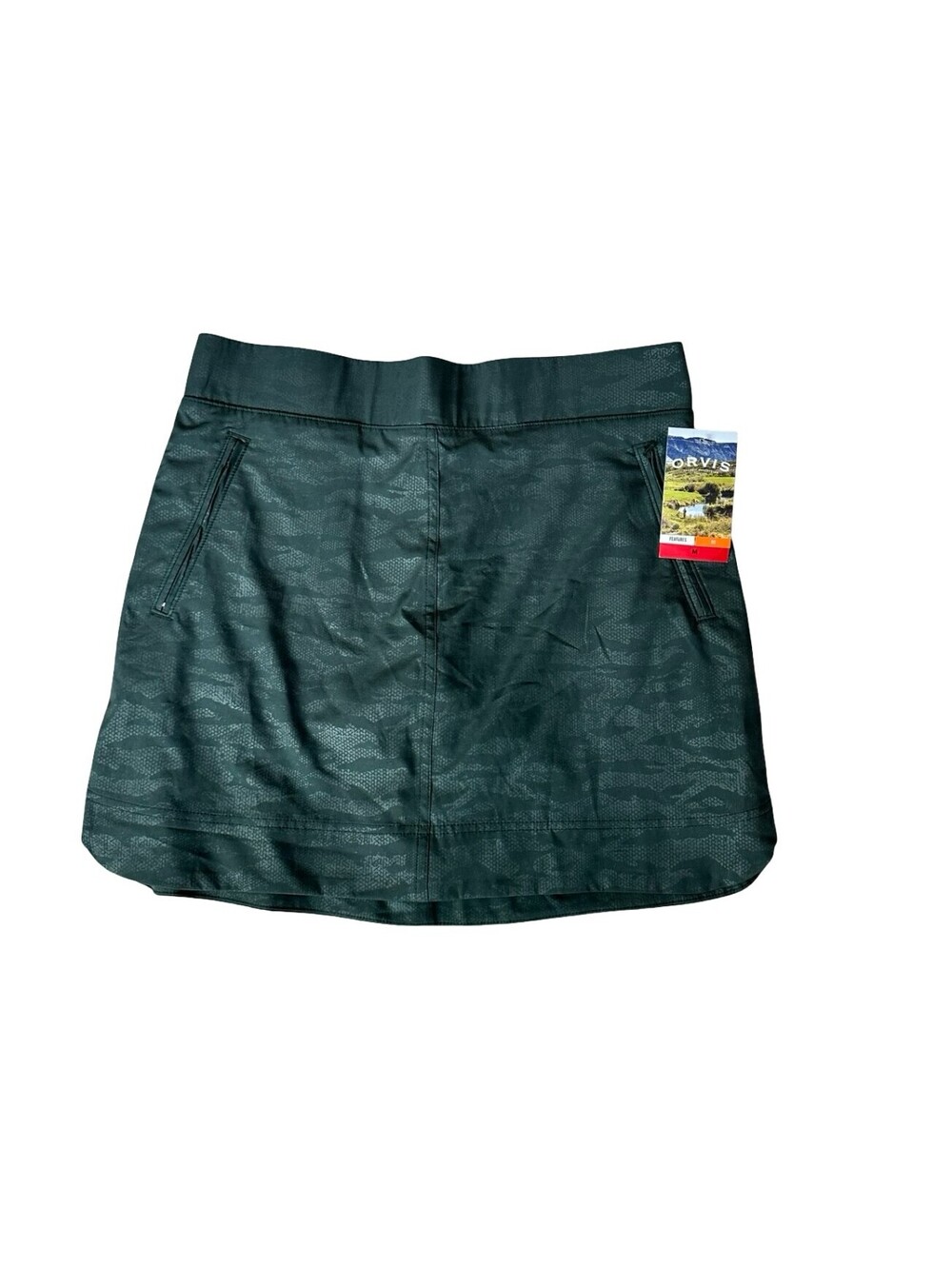 NWT Orvis Travel Skort Green Camo Print Zip Pockets Active Outdoor Women's M